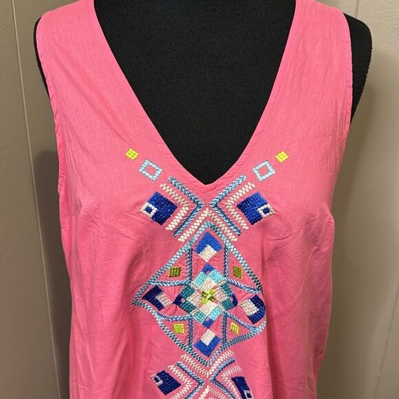 Mudpie Sadia embroidered beach boho style racerback cotton midi dress. NWT. Med - Picture 3 of 7